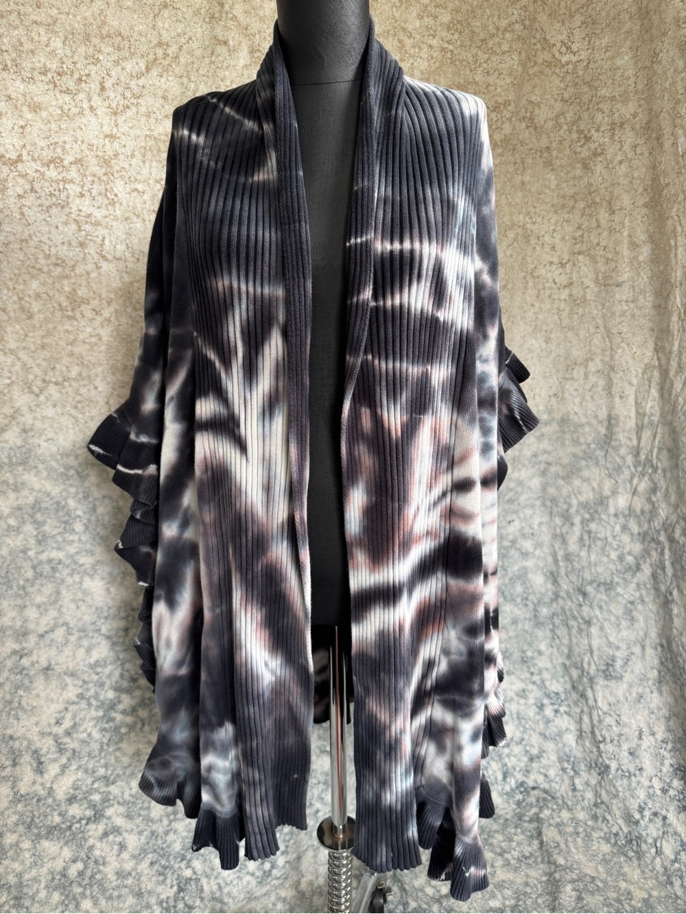 Joseph A. Tie Dye Ruffle Cape 100% Cotton - 3X
